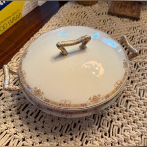 Antique Elite Works Limoges France  covered serving bowl